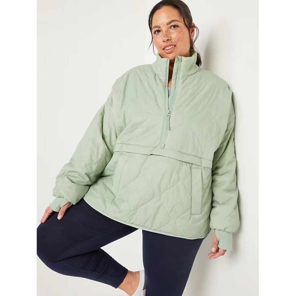 Old Navy Packable Sage Quilted Pullover Jacket, XL Water resistant